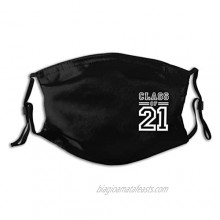 ALLREY Class Of 2021 Face Mask Scarf  Comfortable Breathable Reusable Balaclava with 2 Filters  for Men & Women Adult.