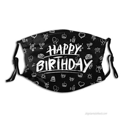 Birthday-Face Mask with 2 Filter  Breathable-Adjustable Filters Mask Birthday Decorations Balaclava for adult