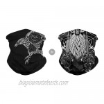 DUOLIFU Cool Skull Face Bandanas Sports & Casual Headwear Viking Print Neck Gaiter Headwrap Balaclava Helmet Liner
