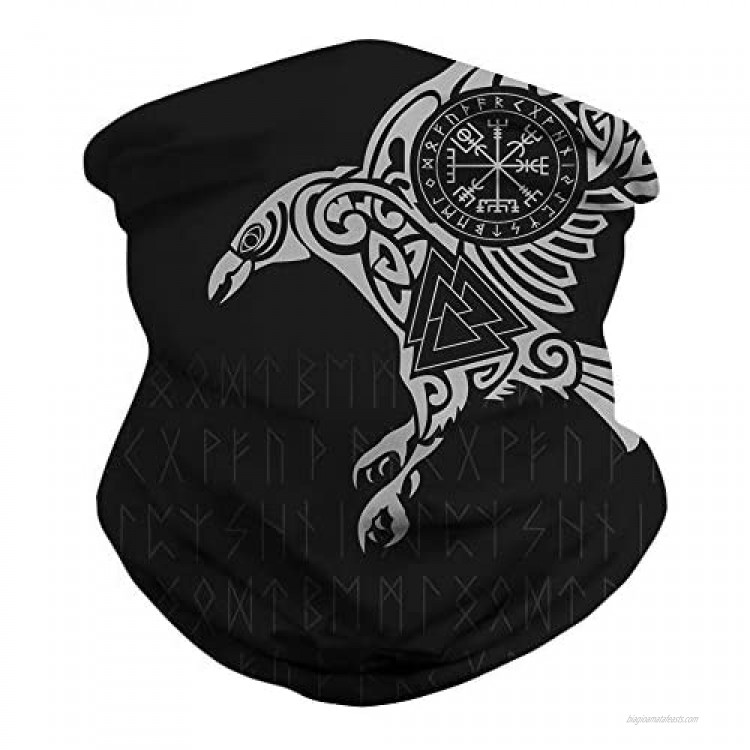 DUOLIFU Cool Skull Face Bandanas Sports & Casual Headwear Viking Print Neck Gaiter Headwrap Balaclava Helmet Liner
