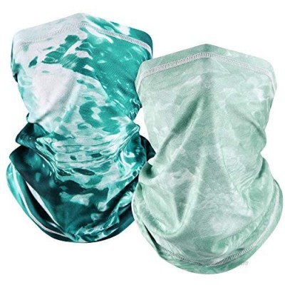 MCTi UV Neck Gaiter Mask  UPF 50 Bandana Balaclava Face Mask Breathable Cooling Sun Summer for Fishing Running 2 Packed