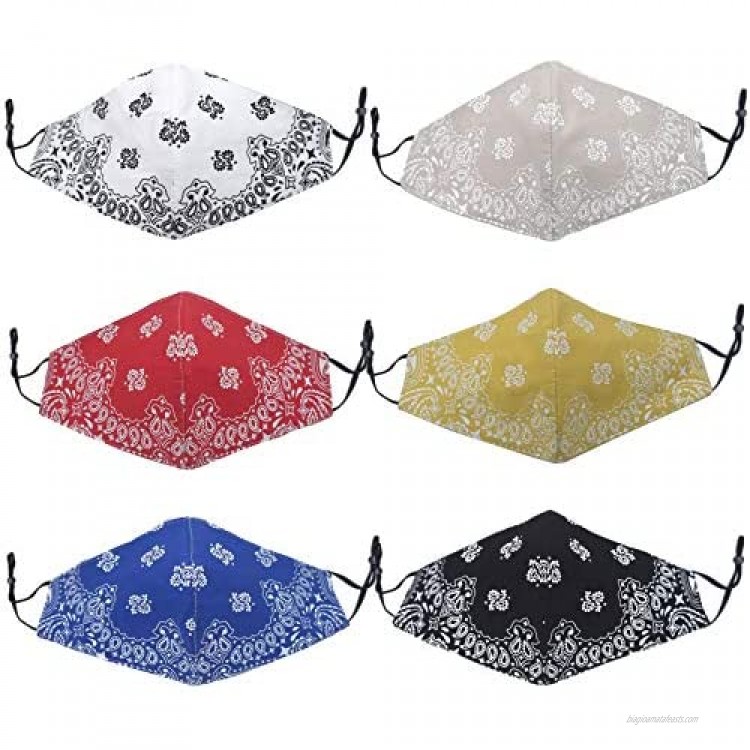 Men Women Face Cover Bandana Soft Cotton Fabric Mask Half Face Protective Fashion Black Unisex Paisley Balaclava Reusable Washable Anti Dust Protection for Gift (Red Black White Blue Yellow Grey)
