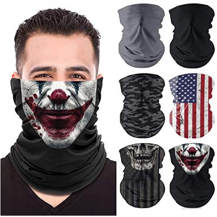 Neck Gaiter 6 Pack Face Mask Elastic Balaclava Face Scarf for Men and Women