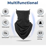 Rhino Valley Face Bandana with Ear Loops and Pocket 3-Pack Support Safety Filter Cloth Scarf Triangle Face Cover Outdoor Sport Sun Protection Neck Gaiter Balaclava for Women Men