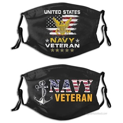 United States Navy Veteran-Face Mask with Filters  Washable Reusable Scarf Balaclava  for Women Men Adult Teens