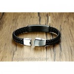 MEALGUET 1 to 3 pcs Personalized Custom Engrave Name Any Message Stainless Steel Braided Leather Wristband ID Bracelet for Men
