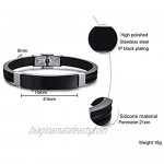 PJ Jewelry Personalized Custom His and Hers Stainless Steel Silicone Wristband ID Bracelet for Lover Gay Pride Gift
