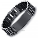 PJ Jewelry Personalized Engrave Men's Stainless Steel Chain Classic Watch Band ID Tag Identification Bracelets for Men