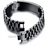 PJ Jewelry Personalized Engrave Men's Stainless Steel Chain Classic Watch Band ID Tag Identification Bracelets for Men