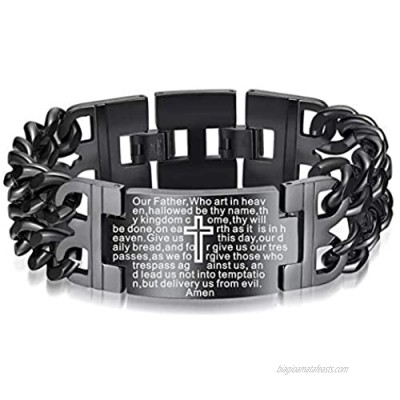 Thintom Men's ID Name Bracelet Stainless Steel Personalized Gift for Him Customized Engrave