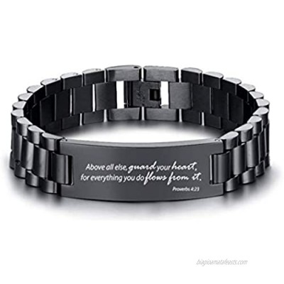 VNOX Engraving Quote Bible Verse Prayer Adjustable Stainless Steel Motivational Inspirational Encouragement ID Bracelets for Men Boys