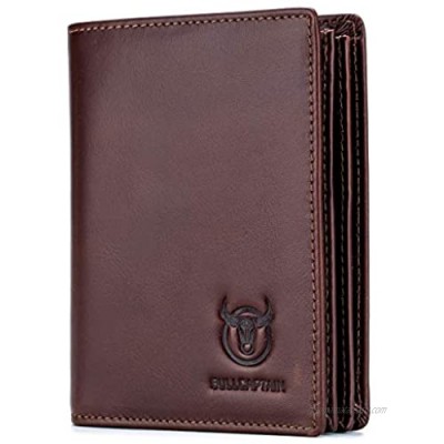 Bullcaptain Large Capacity Genuine Leather Bifold Wallet/Credit Card Holder for Men with 15 Card Slots QB-027 (Brown)