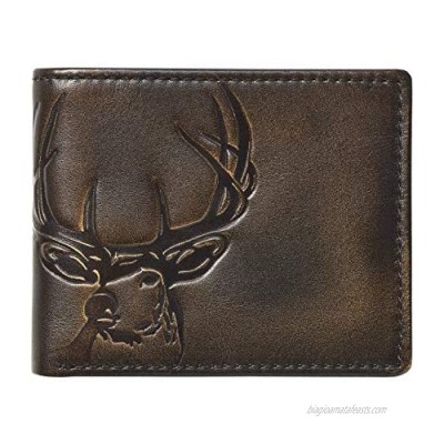 HOJ Co. DEER Bifold Wallet with Flip ID | Full Grain Leather With Hand Burnished Finish | Extra Capacity Men's Leather Wallet | Deer Wallet…
