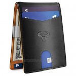 Slim Wallet Men BULLIANT Leather Wallet Front Pocket Card Holders for Men 3X4.3 11Cards+Money Clip+Coin Pocket