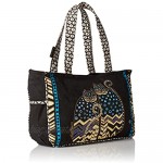 Laurel Burch Medium Tote with Zipper Top Spotted Cats