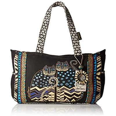 Laurel Burch Medium Tote with Zipper Top  Spotted Cats