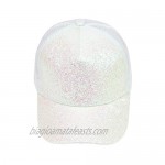 24 Pack - Wholesale Glitter Mesh Adjustable Baseball Cap in 5 Assorted colors - Bulk Case of 24 Hats