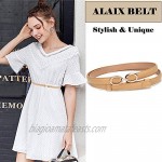 ALAIX Women's Leather Skinny Belt for Dress Adjustable Thin Waist Belt for Lady Waistband with Golden Buckle