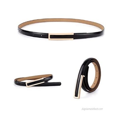 【CaserBay】Women's Fashion Elegant Skinny Patent Leather Belts Waistband Thin Waist Belt With Gold Color Alloy Buckle