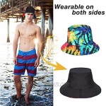 Fashion Reversible Tie Dye Bucket Hat for Women & Men Cotton Summer Beach Sun Hat Travel Brim Fisherman Cap Aesthetic Black
