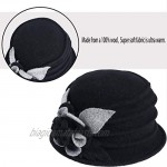 FORBUSITE Vintage Women Floral Wool Dress Cloche Winter Hat 1920s