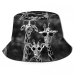 Giraffe Wearing Sunglasses Unisex Bucket Hat Fashion Print Summer Fisherman Cap Outdoor Beach Sun Hat for Men Women Black