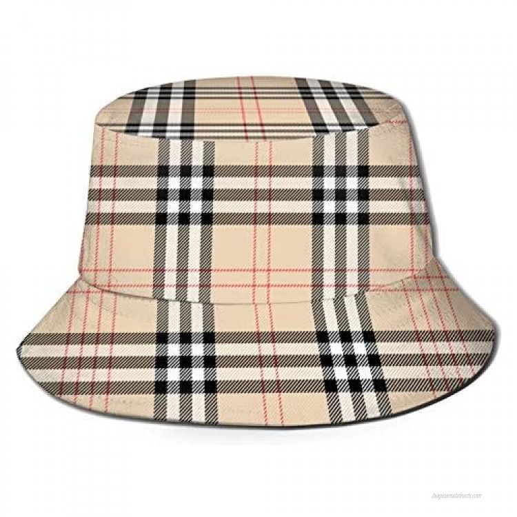 Lianmei Bucket Hats for Women Cute Bucket Hats Outdoor Summer Travel Hiking Beach Fisherman Caps Tartan Pattern