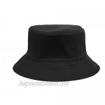 LUCMENTA Women PU Leather Bucket Hat Girls Matte Black Color Fisherman Hat