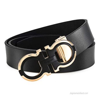 Men's Fashion Luxury Comfort Leather Dress Belt Adjustable Gold Buckle  by Trim to Fit