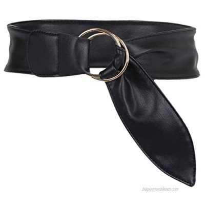moonsix PU Leather Waist Belts for Women Vintage Casual Chic Dress Belt with Double Round Buckle