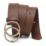 MORELESS Women's Faux Leather Belts for Jeans with Double O-Ring Buckle