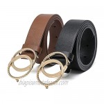 MORELESS Women's Faux Leather Belts for Jeans with Double O-Ring Buckle