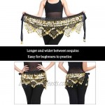 NEPAK 3 Pcs Women's Belly dance Belt Hip Scarf With Gold Coins Skirts Wrap Noisy