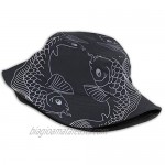 PNNUO Sun Bucket Hat Fish Pattern Bucket Hats Foldable Sun Protection Cap Fisherman Hats for Women Men