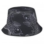 PNNUO Sun Bucket Hat Fish Pattern Bucket Hats Foldable Sun Protection Cap Fisherman Hats for Women Men