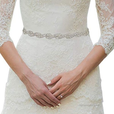 Sarekabride Bridal Wedding Belt - Silver Rhinestone Belts for Women Formal Evening Dress  Burgundy Belt  Gift Box Packaging