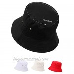 SATINIOR 4 Pieces Bucket Hat Denim Packable Travel Hat Washed Beach Fishing Hat for Men Women Kids (Black White Beige Red 50 cm)