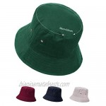 SATINIOR 4 Pieces Bucket Hat Denim Packable Travel Hat Washed Beach Fishing Hat for Men Women Kids (Wine Red Christmas Green Grey Khaki Navy Blue 56 cm)