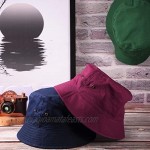 SATINIOR 4 Pieces Bucket Hat Denim Packable Travel Hat Washed Beach Fishing Hat for Men Women Kids (Wine Red Christmas Green Grey Khaki Navy Blue 56 cm)