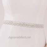 SWEETV Bridal Wedding Belt Sash with Rhinestone Crystal Brides Bridesmaid Sash for Prom Dress Evening Gown Party Silver