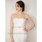 Sweetv Pearl Wedding Dress Belt Bridal Gown Belt with Rhinestones Crystals for Brides Bridesmaids Flower Girl