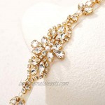 Sweetv Pearl Wedding Dress Belt Bridal Gown Belt with Rhinestones Crystals for Brides Bridesmaids Flower Girl