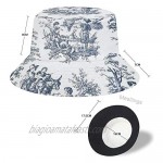 Vintage Toile Unisex Print Bucket Hat Fashion Travel Sun Cap Fishman Hat