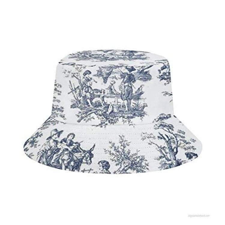 Vintage Toile Unisex Print Bucket Hat Fashion Travel Sun Cap Fishman Hat