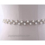 WEZTEZ Women's Crystal Wedding Sash Shining Pearls Bridal Belt Handmade Rhinestone Sash for Bride Bridesmaid Gowns