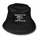 Women Want Me Fish Fear Me Unisex Bucket Hat Durable Fisherman's Hat Sun Hat for Adult