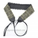 Women's Lace Waist Belt Bow Tie Wrap Around Soft Leather Boho Corset Fashion Elegant for Dresses