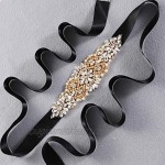 Yanstar Bridal Belt Handmade Rhinestone Crystal Beads Wedding Dress Belt