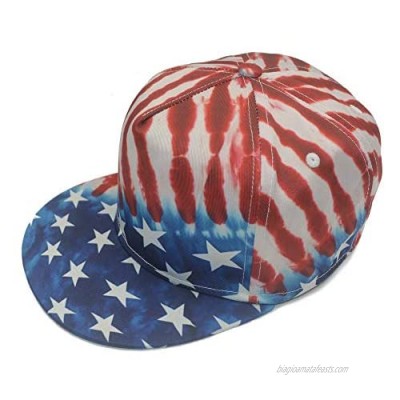 BWBFVPW Tie Dye Hip Hop Flat Brim Snapback Cap Adjustable Baseball Hat for Man Women