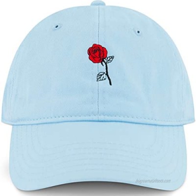 Concept One Women's Disney's Beauty and The Beast Belle Embroidered Rose Cotton Adjustable Baseball Cap  Light Blue  One Size